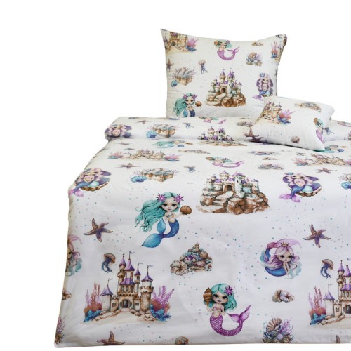 Komplet Pościeli Dziecięcej 140x200 + 1 x 50x60 Syrenki