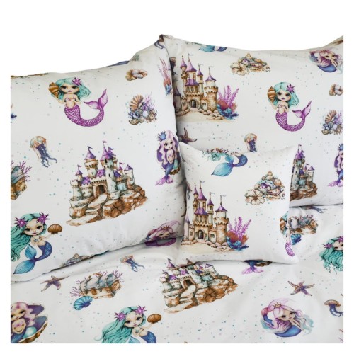 Komplet Pościeli Dziecięcej 160x200 + 2 x 50x60 Syrenki