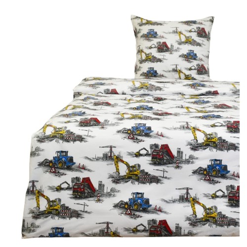 Komplet Pościeli Dziecięcej 140x160 + 50x60 Maszyny Budowlane