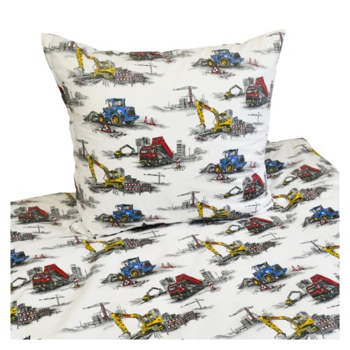 Komplet Pościeli Dziecięcej 140x160 + 50x60 Maszyny Budowlane