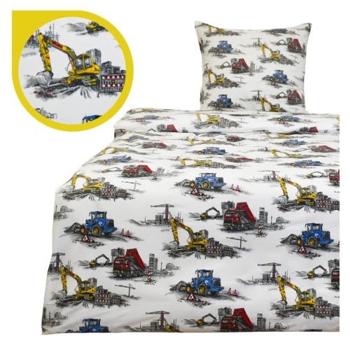 Komplet Pościeli Dziecięcej 140x200 + 1 x 70x80 Maszyny Budowlane