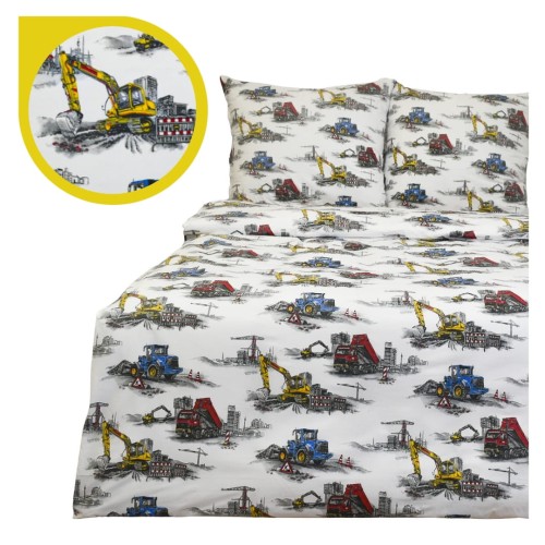 Komplet Pościeli Dziecięcej 160x200 + 2 x 50x60 Maszyny Budowlane