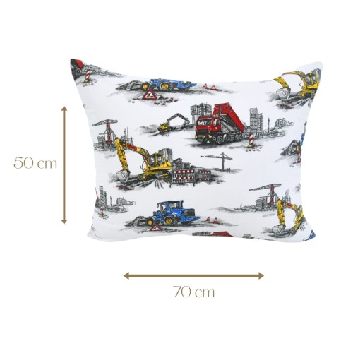 Poszewka Dziecięca 50x70 Bawełniana Maszyny Budowlane