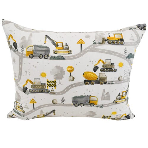 Komplet Pościeli Dziecięcej 160x200 + 1 x 50x60 Koparki Żółte Nowe