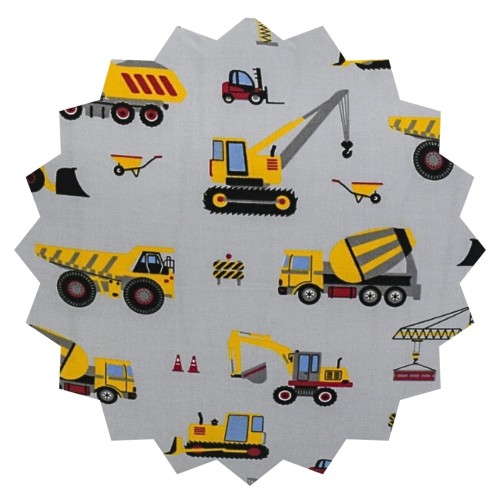 Komplet Pościeli Dziecięcej 140x200 + 1 x 50x60 Koparki Żółte Na Szarym