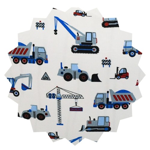 Komplet Pościeli Dziecięcej 160x200 + 2 x 50x70 Koparki Niebieskie Na Białym