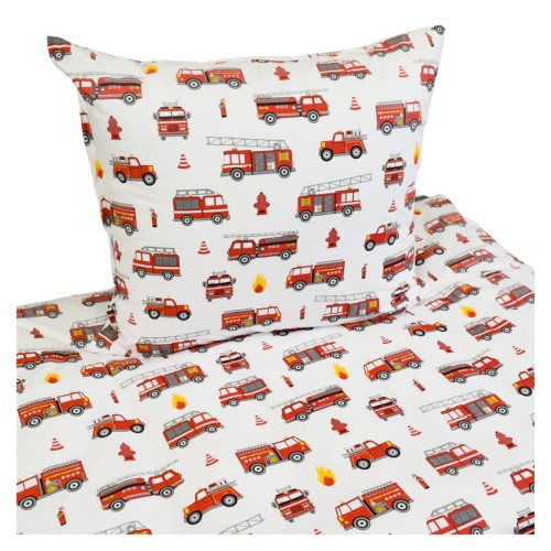 Komplet Pościeli Dziecięcej 140x160 + 50x60 Straż Biała