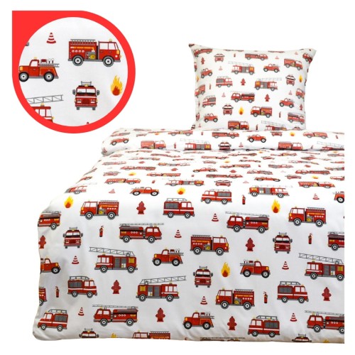 Komplet Pościeli Dziecięcej 140x160 + 50x70 Straż Biała