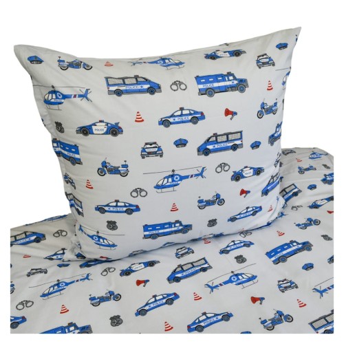 Komplet Pościeli Dziecięcej 160x200 + 1 x 50x60 Policja Na Szarym