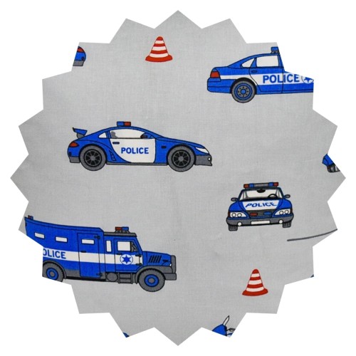 Poszewka Dziecięca 70x80 Bawełniana Policja Na Szarym