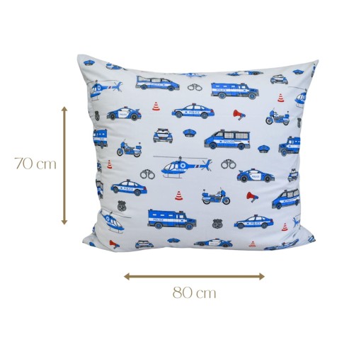 Poszewka Dziecięca 70x80 Bawełniana Policja Na Szarym