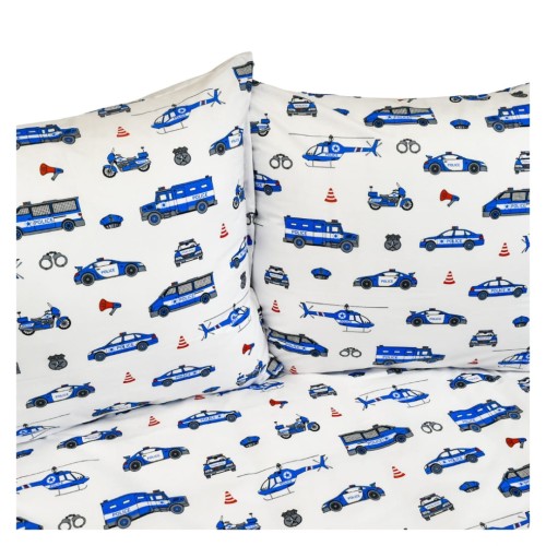 Komplet Pościeli Dziecięcej 160x200 + 2 x 50x60 Policja Na Białym