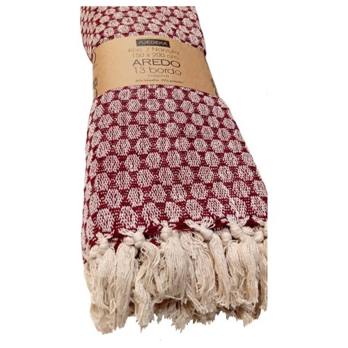 Bawełniany Koc Narzuta 150x200 AREDO 13 BORDO