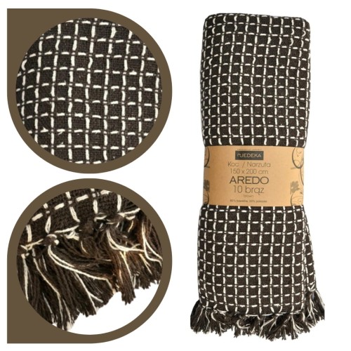Bawełniany Koc Narzuta 150x200 AREDO 10 BRĄZ