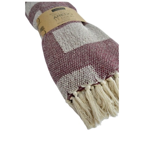 Bawełniany Koc Narzuta 150x200 AREDO 11 BORDO 