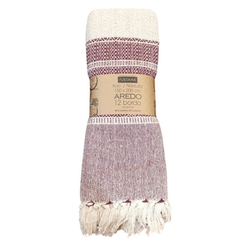 Bawełniany Koc Narzuta 150x200 AREDO 12 BORDO