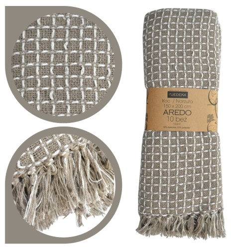 Bawełniany Koc Narzuta 150x200 AREDO 10 BEŻ