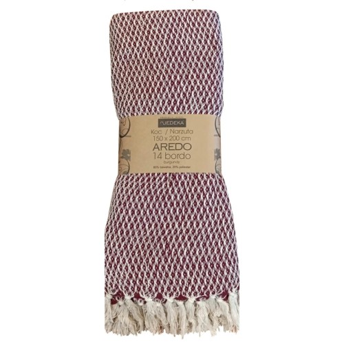Bawełniany Koc Narzuta 150x200 AREDO 14 BORDO