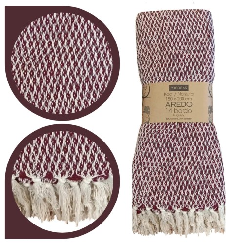 Bawełniany Koc Narzuta 150x200 AREDO 14 BORDO