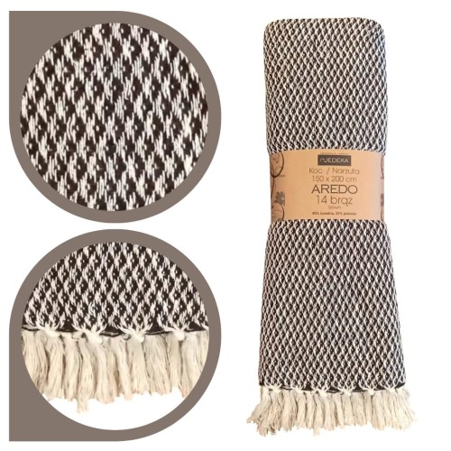 Bawełniany Koc Narzuta 150x200 AREDO 14 BRĄZ