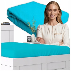 Prześcieradło JERSEY Z Gumką 120x200 Turkus 100% Bawełniane