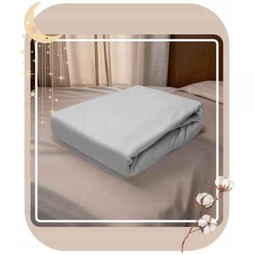 Prześcieradło JERSEY Z Gumką 90x200 Jasny Popiel 100% Bawełniane