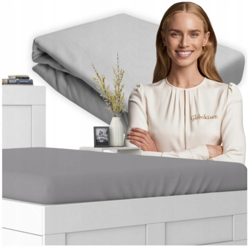 Prześcieradło JERSEY Z Gumką 60x120 Jasny Popiel 100% Bawełniane