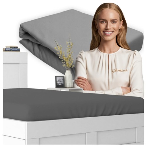 Prześcieradło JERSEY Z Gumką 160x200 Grafit 100% Bawełniane