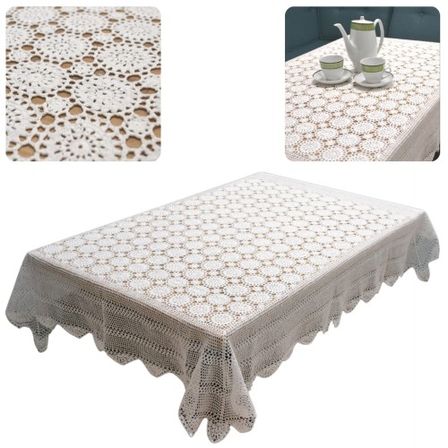 Obrus Szydełkowy Bawełna 120x150 Biel Mira