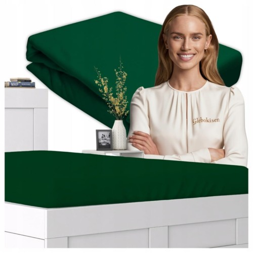 Prześcieradło JERSEY Z Gumką 160x200 Butelka Ciemna 100% Bawełniane