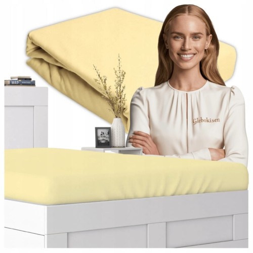 Prześcieradło JERSEY Z Gumką 140x200 Kremowe 100% Bawełniane