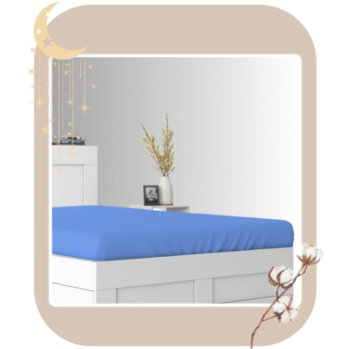 Prześcieradło JERSEY Z Gumką 80x200 Niebieskie 100% Bawełniane