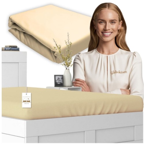 Prześcieradło JERSEY Z Gumką 90x190 Cappuccino 100% Bawełniane