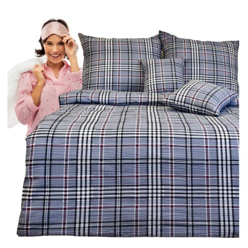 Komplet Pościeli Kora 160x200 2x70/80 Krata Szara