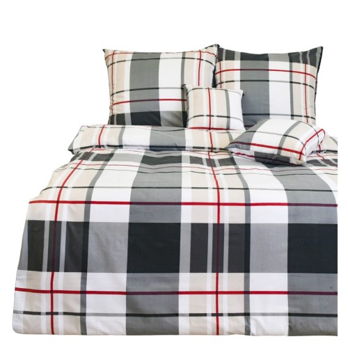 Komplet Pościeli Bawełnianej 160x200 2x70/80 Krata Classic Beż