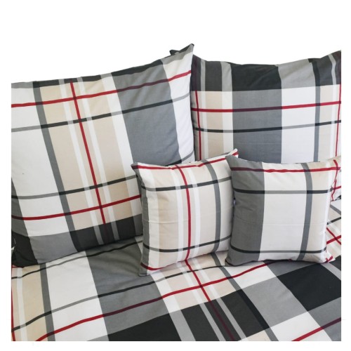 Komplet Pościeli Bawełnianej 160x200 2x70/80 Krata Classic Beż