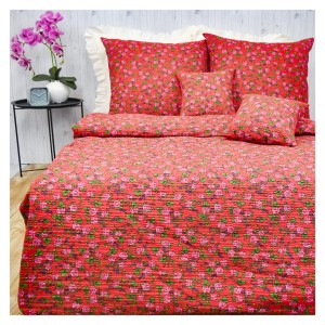 Komplet Pościeli Kora 160x200 2x70/80 Różyczki Góralskie Czerwone