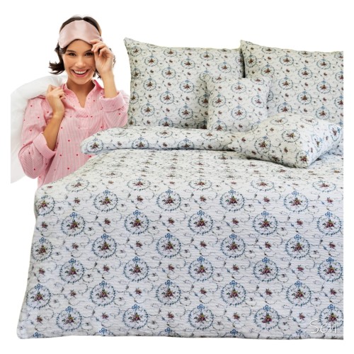 Komplet Pościeli Kora 160x200 2x70/80 Wianuszki Niebieskie