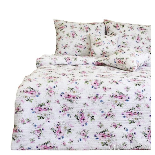 Komplet Pościeli Kora 160x200 2x70/80 Wiosna Jabłonka Biała