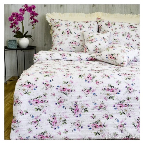 Komplet Pościeli Kora 160x200 2x70/80 Wiosna Jabłonka Biała