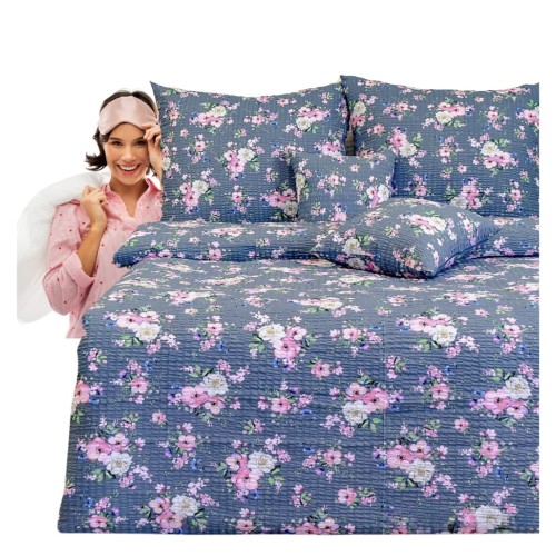 Komplet Pościeli Kora 160x200 2x70/80 Wiosna Jabłonka Szara