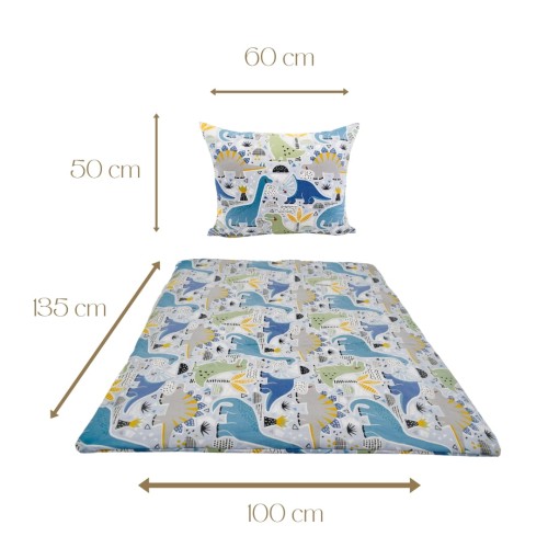 Komplet Pościeli Dziecięcej 100x135 + 50x60 Dinozaury Niebieskie