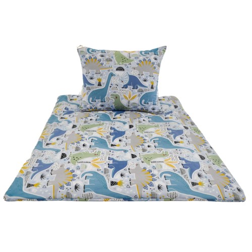 Komplet Pościeli Dziecięcej 100x135 + 40x60 Dinozaury Niebieskie