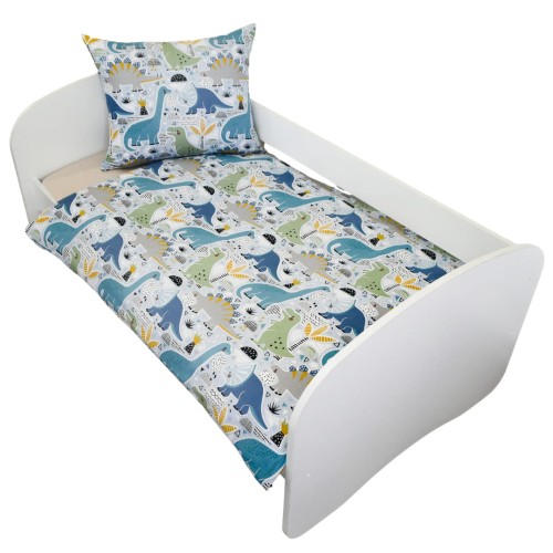 Komplet Pościeli Dziecięcej 120x160 + 50x60 Dinozaury Niebieskie