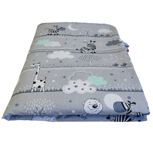 Kocyk Dziecięcy 75x100 Letni Misie Zdzisie Seledyn/Grafit Bawełna/Velvet