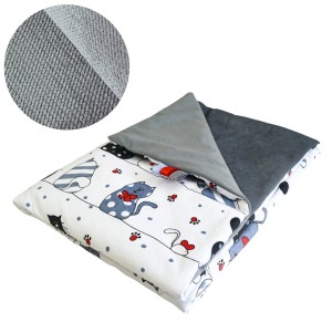 Kocyk Dziecięcy 75x100 Ocieplany Szalone Koty/Grafit Bawełna/Velvet