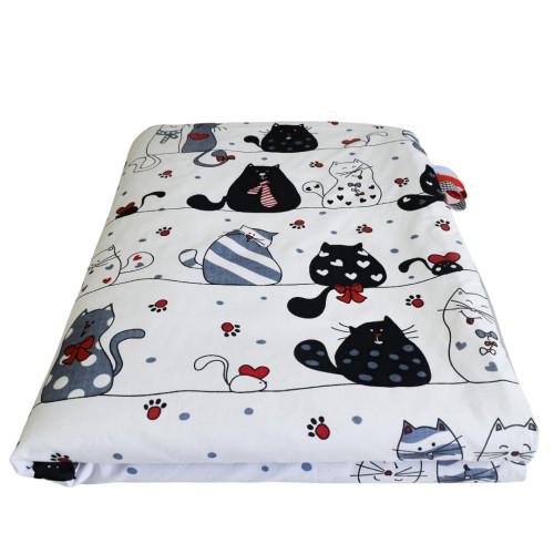 Kocyk Dziecięcy 75x100 Ocieplany Szalone Koty/Szary Bawełna/Velvet