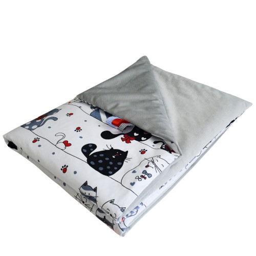 Kocyk Dziecięcy 75x100 Ocieplany Szalone Koty/Szary Bawełna/Velvet