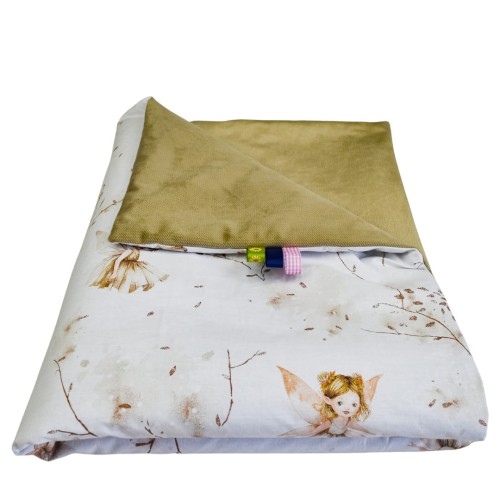 Kocyk Dziecięcy 75x100 Ocieplany Calineczka Beż/Beż Bawełna/Velvet