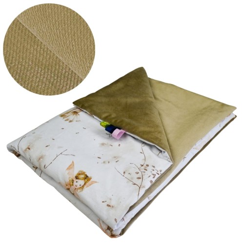 Kocyk Dziecięcy 75x100 Ocieplany Calineczka Beż/Beż Bawełna/Velvet